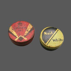 Princess Pat and Nail White Mini Tins, Vintage Vanity